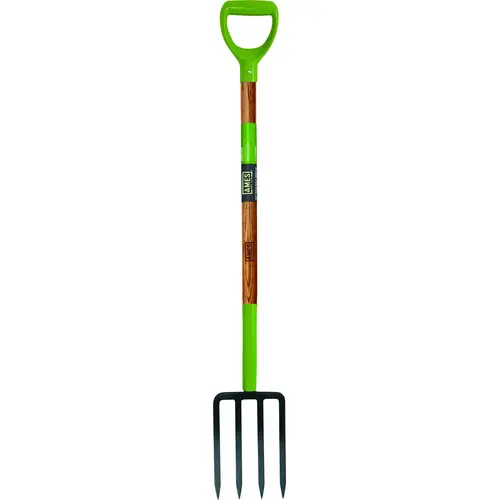 Spading Fork, 6-5/8 in W Tine, 10-1/2 in L Tines, Diamond Shaped Tine, 4 -Tine, Steel Tine Green Spading Fork, 6-5/8 in W Tine, 10-1/2 in L Tines, Diamond Shaped Tine, 4 -Tine, Steel Tine Green