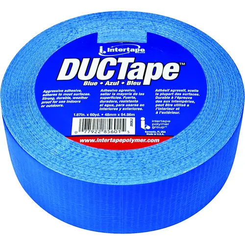 Duct Tape, 60 yd L, 1.88 in W, Polyethylene-Coated Cloth Backing, Blue Duct Tape, 60 yd L, 1.88 in W, Polyethylene-Coated Cloth Backing, Blue