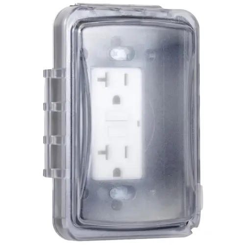 Flip Cover, 3.81 in W, 1 -Gang, Polycarbonate, Clear