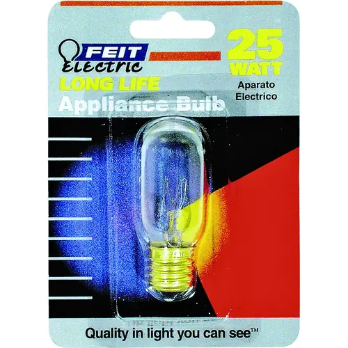 Incandescent Lamp, 25 W, T8 Lamp, Intermediate E17 Lamp Base, 2700 K Color Temp Incandescent Lamp, 25 W, T8 Lamp, Intermediate E17 Lamp Base, 2700 K Color Temp