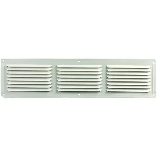 Undereave Vent, 4 in L, 16 in W, 26 sq-ft Net Free Ventilating Area, Aluminum, White Undereave Vent, 4 in L, 16 in W, 26 sq-ft Net Free Ventilating Area, Aluminum, White