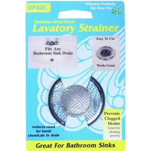 Whedon DP40C Lavatory Strainer with Ring, 2-1/4 in Dia, Stainless Steel, For: Lavatory Sink Drains Chrome