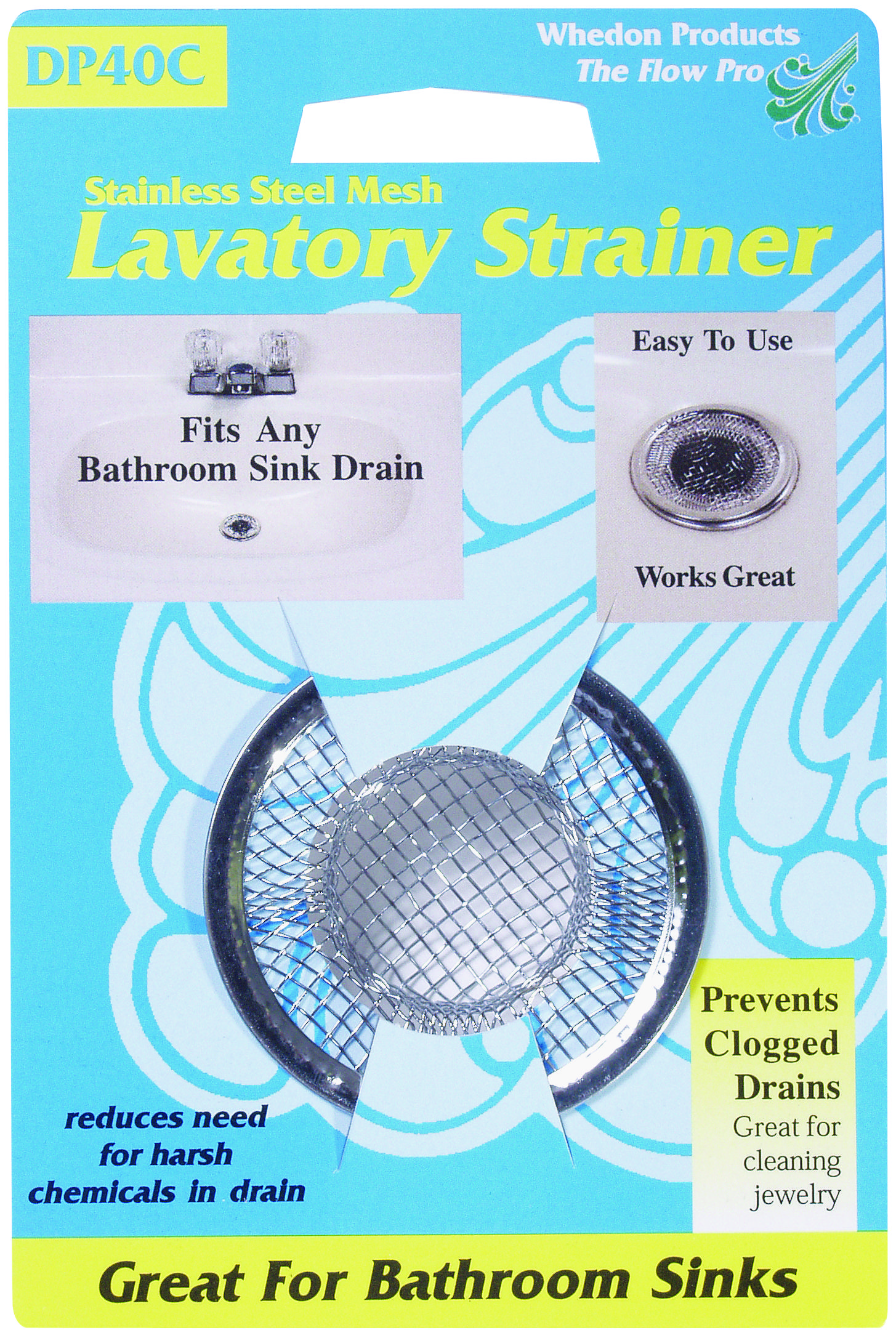 Whedon DP40C Lavatory Strainer with Ring, 2-1/4 in Dia, Stainless Steel, For: Lavatory Sink Drains Chrome