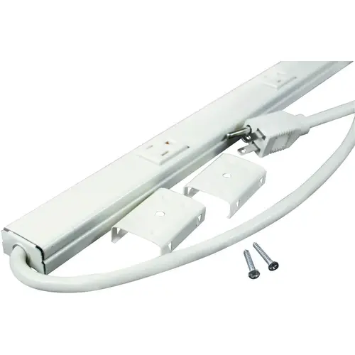Plugmold Cord Ended Strip, 6 ft L Cable, 6 -Socket, 15 A, 125 V, Ivory Plugmold Cord Ended Strip, 6 ft L Cable, 6 -Socket, 15 A, 125 V, Ivory