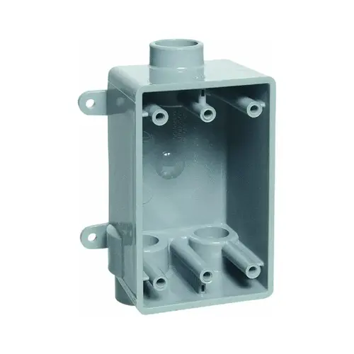 1-Gang PVC Molded Rigid Non-Metallic Wall Box, 3/4 In. Outlet Gray 1-Gang PVC Molded Rigid Non-Metallic Wall Box, 3/4 In. Outlet Gray