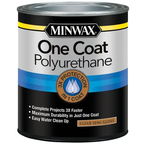 Polyurethane One Coat Transparent Semi-Gloss Crystal Clear Water-Based 1 qt Crystal Clear Polyurethane One Coat Transparent Semi-Gloss Crystal Clear Water-Based 1 qt Crystal Clear
