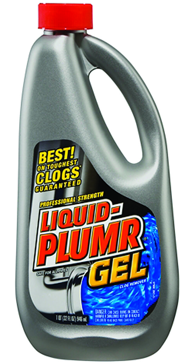 Liquid-Plumr 00243 Clog Remover, Liquid, Pale Yellow, Bleach, 32 oz Bottle