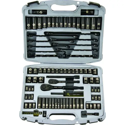 Socket Set, Vanadium Steel, Chrome, Black, Specifications: 1/4, 3/8 in Drive Size Socket Set, Vanadium Steel, Chrome, Black, Specifications: 1/4, 3/8 in Drive Size