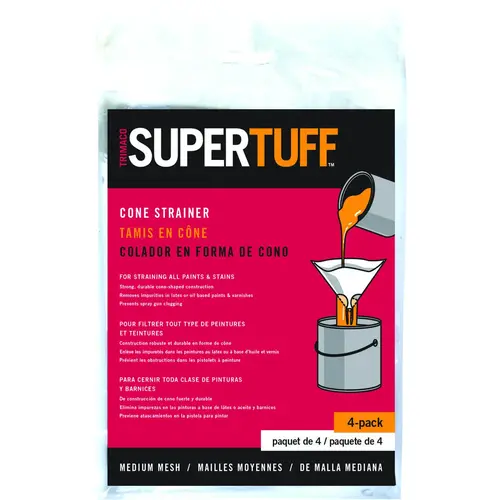 SUPERTUFF Sleeve Cone Strainer, 226 um, Medium Mesh, Synthetic White - pack of 250 SUPERTUFF Sleeve Cone Strainer, 226 um, Medium Mesh, Synthetic White - pack of 250