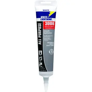 White Lightning W12000005 Adhesive Caulk, White, -30 to 180 deg F, 5.5 fl-oz Cartridge