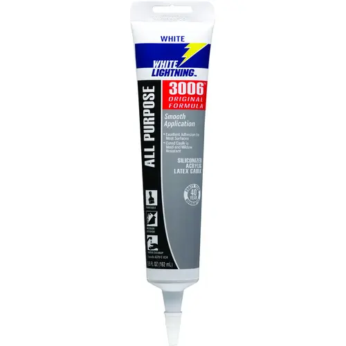 Adhesive Caulk, White, -30 to 180 deg F, 5.5 fl-oz Cartridge