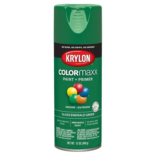 COLORmaxx Spray Paint, Gloss, Emerald Green, 12 oz, Aerosol Can COLORmaxx Spray Paint, Gloss, Emerald Green, 12 oz, Aerosol Can