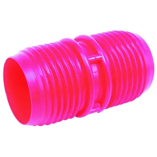 Hose Coupler, 3 in ID, Male Thread, Plastic, Red