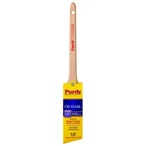 Ox-O-Angular Paint Brush, 1-1/2 in W, Ox-Hair Bristle, Rattail Handle