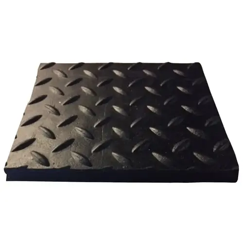 SMA4836-DG1/2 Stall Mat, 3 ft L, 4 ft W, 1/2 in Thick, Diamond Plate Pattern, Black
