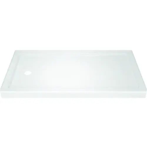 Shower Base, 59.88 in L, 30-3/4 in W, 3-1/2 in H, Acrylic, White, Stud Installation