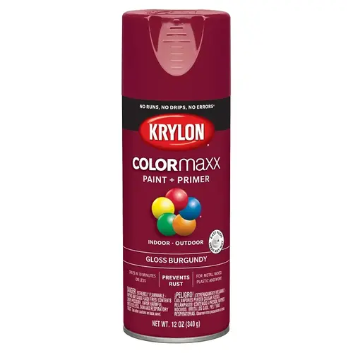 COLORmaxx Spray Paint, Gloss, Burgundy, 12 oz, Aerosol Can COLORmaxx Spray Paint, Gloss, Burgundy, 12 oz, Aerosol Can