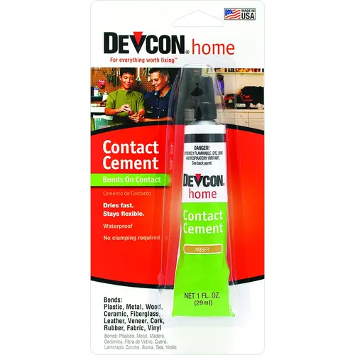 Contact Cement, Liquid, Hydrocarbon, Amber, 1 oz Tube Contact Cement, Liquid, Hydrocarbon, Amber, 1 oz Tube