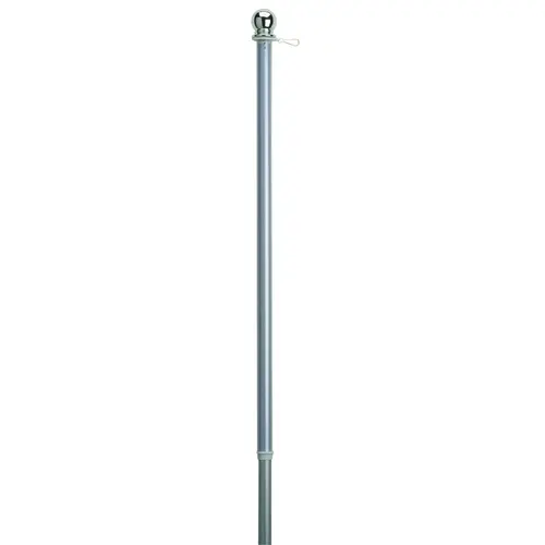 Flag Pole, 1 in Dia, Aluminum Brushed