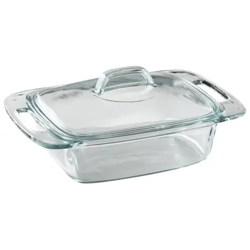 Easy Grab Casserole Dish, 2 qt Capacity, Glass, Clear, Dishwasher Safe: Yes