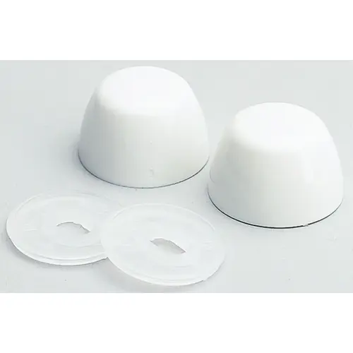 White Plastic Snap-On Toilet Bolt Caps Pair White Plastic Snap-On Toilet Bolt Caps Pair