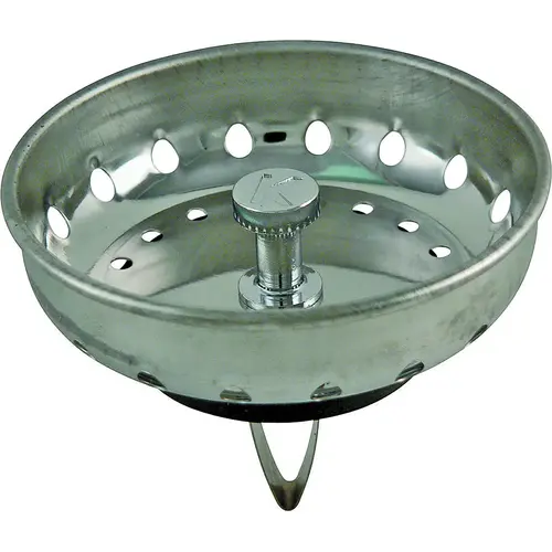 Basket Strainer with Spring Style Post, 3.15 in Dia, Stainless Steel, For: Sink Brushed