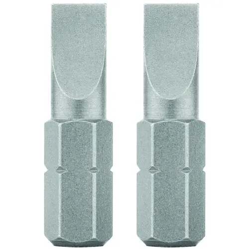 Screwdriver Bit, #6 Drive, Slotted Drive, 1/4 in Shank, Hex Shank, 1 in L, Steel - pack of 2 Screwdriver Bit, #6 Drive, Slotted Drive, 1/4 in Shank, Hex Shank, 1 in L, Steel - pack of 2
