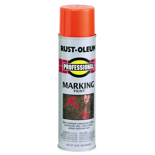 PROFESSIONAL Marking Spray Paint, Flat to Semi-Gloss Finish, Fluorescent Red/Orange, 15 oz PROFESSIONAL Marking Spray Paint, Flat to Semi-Gloss Finish, Fluorescent Red/Orange, 15 oz