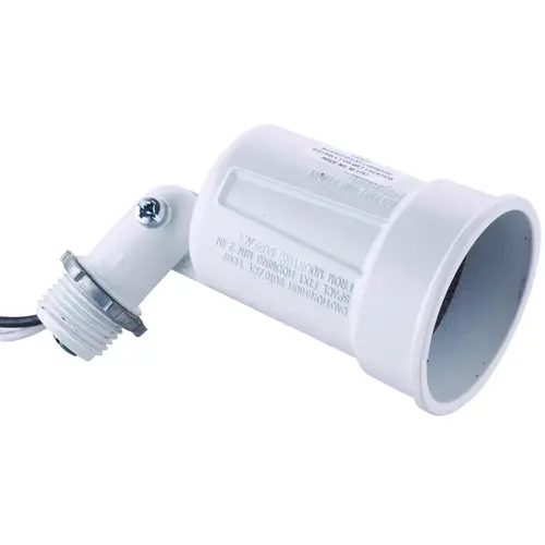 150W PAR38 White Single Bulb Weatherproof Outdoor Lampholder, Shrink Wrapped 150W PAR38 White Single Bulb Weatherproof Outdoor Lampholder, Shrink Wrapped