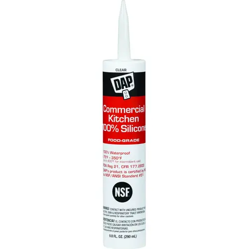 9.8 Oz. Commercial Kitchen Food-Grade Silicone Sealant, Clear White