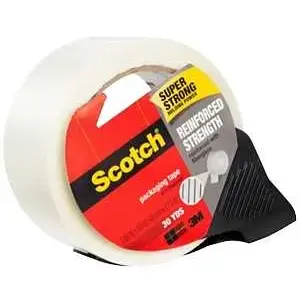 SCOTCH 8950-RD-6GC 8959-RD Shipping/Strapping Tape, 21 yd L, 1.9 in W, Fiber Yarns Backing, Clear
