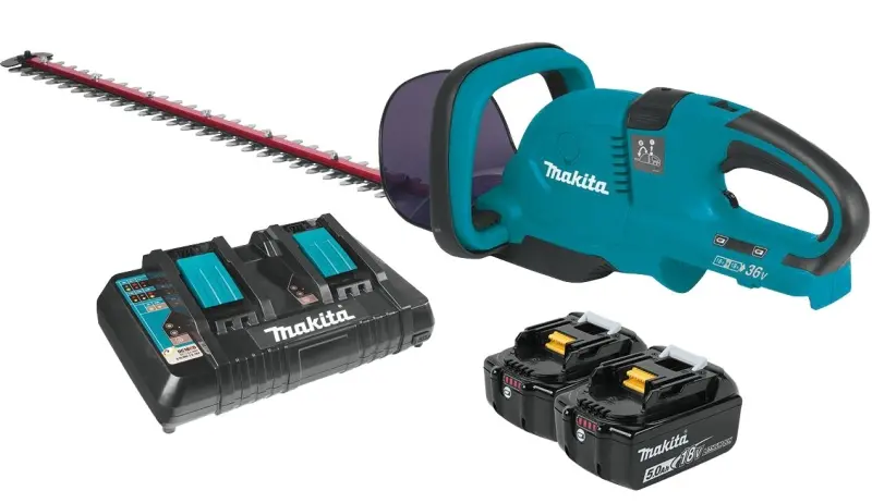 Makita Hedge Trimmer Kit 5 Ah 36 V Battery Lithium-Ion Battery 25-1/2 in Blade 6-Speed XHU04PT Makita Hedge Trimmer Kit 5 Ah 36 V Battery Lithium-Ion Battery 25-1/2 in Blade 6-Speed XHU04PT