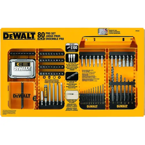 Combination Drill and Driver Bit Set, Professional, 80-Piece, Steel, Black Oxide Combination Drill and Driver Bit Set, Professional, 80-Piece, Steel, Black Oxide