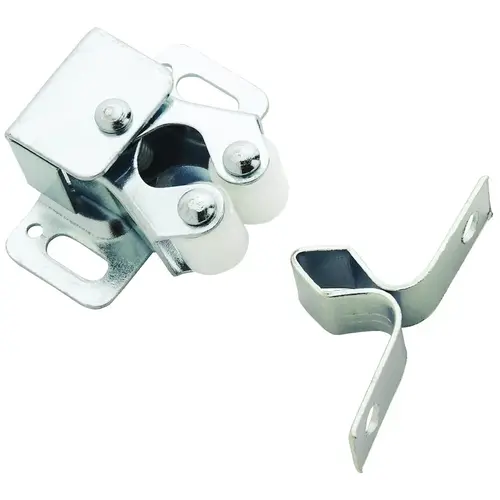 Roller Catch, 1-1/4 in L x 1/2 in W x 1-1/16 in H Catches, Zinc, Polished Chrome Roller Catch, 1-1/4 in L x 1/2 in W x 1-1/16 in H Catches, Zinc, Polished Chrome