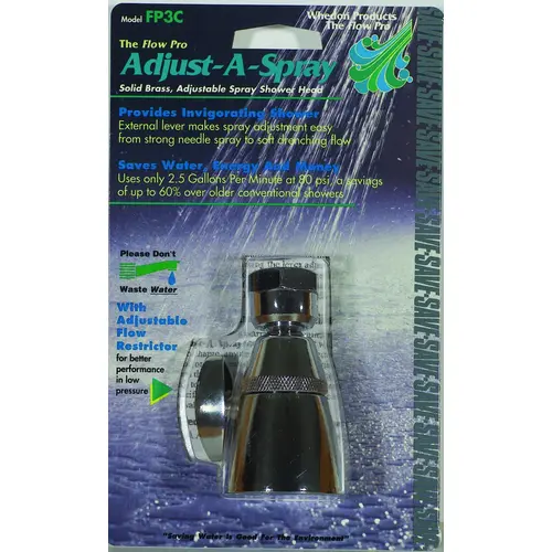 Shower Head, 2.5 gpm, 1/2 in Connection, Female, Brass, Chrome, 2 in Dia