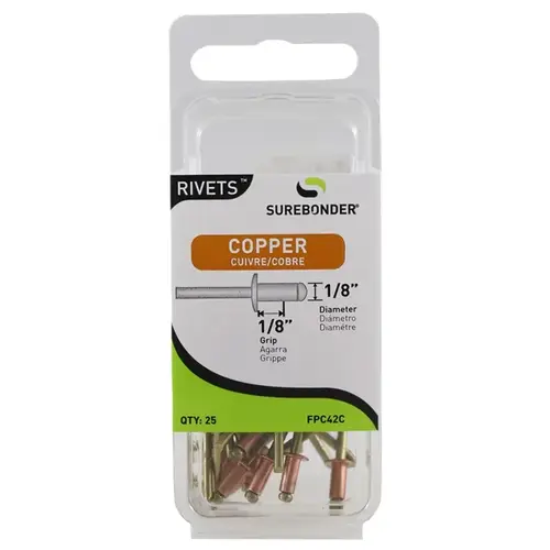 Rivet, Short, 1/8 in L, Aluminum/Copper Yellow - pack of 25 Rivet, Short, 1/8 in L, Aluminum/Copper Yellow - pack of 25