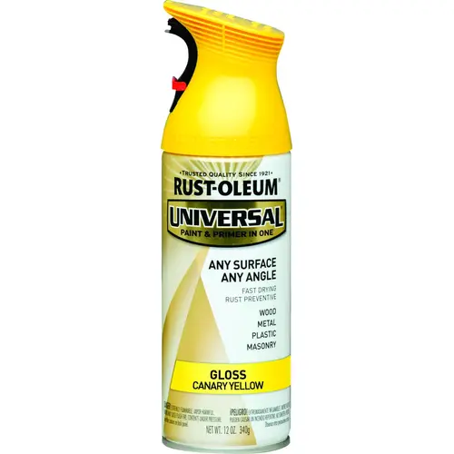 UNIVERSAL Gloss Spray Paint, Gloss, Canary Yellow, 12 oz, Aerosol Can - pack of 6 UNIVERSAL Gloss Spray Paint, Gloss, Canary Yellow, 12 oz, Aerosol Can - pack of 6