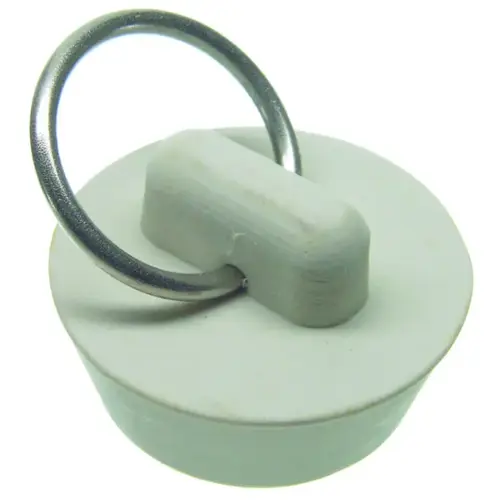 Drain Stopper, Rubber, White, For: 1 in Drain, Universal Kitchen or Bathroom Sinks