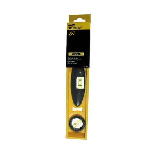 I-Beam Level, 12 in L, 3-Vial, Non-Magnetic, ABS, Black/Yellow I-Beam Level, 12 in L, 3-Vial, Non-Magnetic, ABS, Black/Yellow