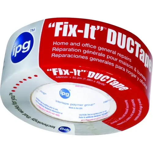 Duct Tape, 45 yd L, 1.88 in W, Poly-Coated Cloth Backing, Silver Duct Tape, 45 yd L, 1.88 in W, Poly-Coated Cloth Backing, Silver