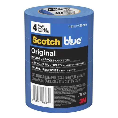 2090-36EVP Painter's Tape, 60 yd L, 1.41 in W, Crepe Paper Backing, Blue - pack of 4 2090-36EVP Painter's Tape, 60 yd L, 1.41 in W, Crepe Paper Backing, Blue - pack of 4