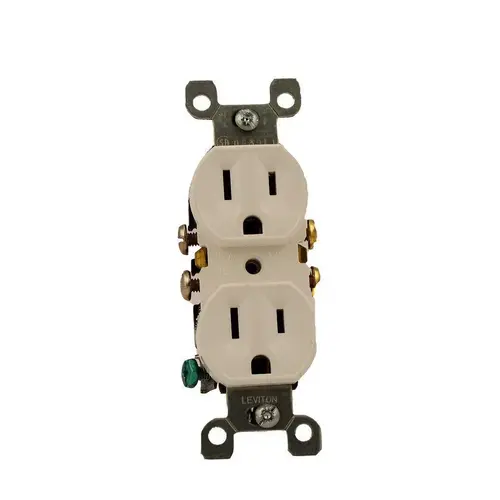 Duplex Receptacle, 2 -Pole, 15 A, 125 V, Push-In, Side Wiring, NEMA: 5-15R, White Duplex Receptacle, 2 -Pole, 15 A, 125 V, Push-In, Side Wiring, NEMA: 5-15R, White
