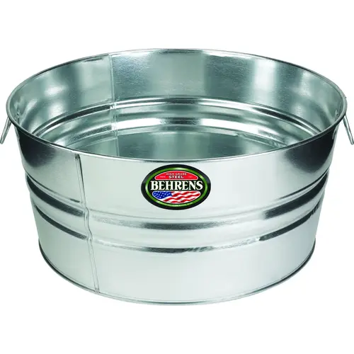Wash Tub, Galvanized Sheet Steel, Round, 10-1/2 Gallons Silver Wash Tub, Galvanized Sheet Steel, Round, 10-1/2 Gallons Silver
