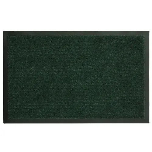 Ribbed Utility Mat, 28 in L, 18 in W, Polypropylene Rug, Green