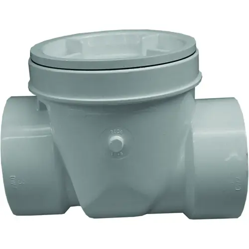 Backwater Valve, 3 in Connection, Hub, PVC White