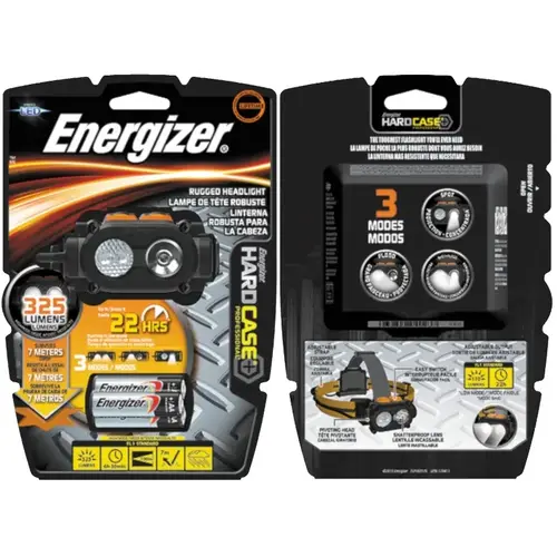 Headlight, AAA Battery, Alkaline Battery, LED Lamp, 325 Lumens, 100 m Beam Distance, 6.5 hr Run Time Black/Gray