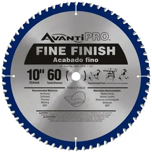 Avanti Pro P1060X Circular Saw Blade, 10 in Dia, 5/8 in Arbor, 60-Teeth, Carbide Cutting Edge Blue