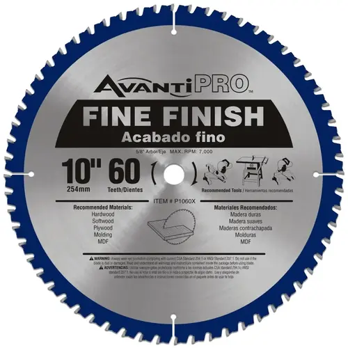 Circular Saw Blade, 10 in Dia, 5/8 in Arbor, 60-Teeth, Carbide Cutting Edge Blue Circular Saw Blade, 10 in Dia, 5/8 in Arbor, 60-Teeth, Carbide Cutting Edge Blue