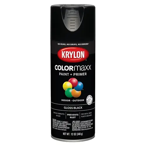 COLORmaxx Spray Paint, Gloss, Black, 12 oz, Aerosol Can COLORmaxx Spray Paint, Gloss, Black, 12 oz, Aerosol Can