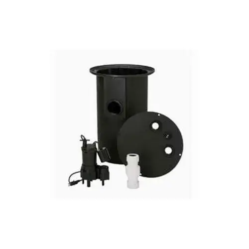 Sewage Pump System, 18.5 A, 115 V, 4/10 hp, 2 in Outlet, 18 ft Max Head, 5250 gph, Thermoplastic Sewage Pump System, 18.5 A, 115 V, 4/10 hp, 2 in Outlet, 18 ft Max Head, 5250 gph, Thermoplastic